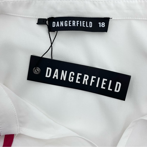 NWT Dangerfield White/Red Retro Little Bitter Frilly Cottage Blouse Top Size 18 - Picture 8 of 11